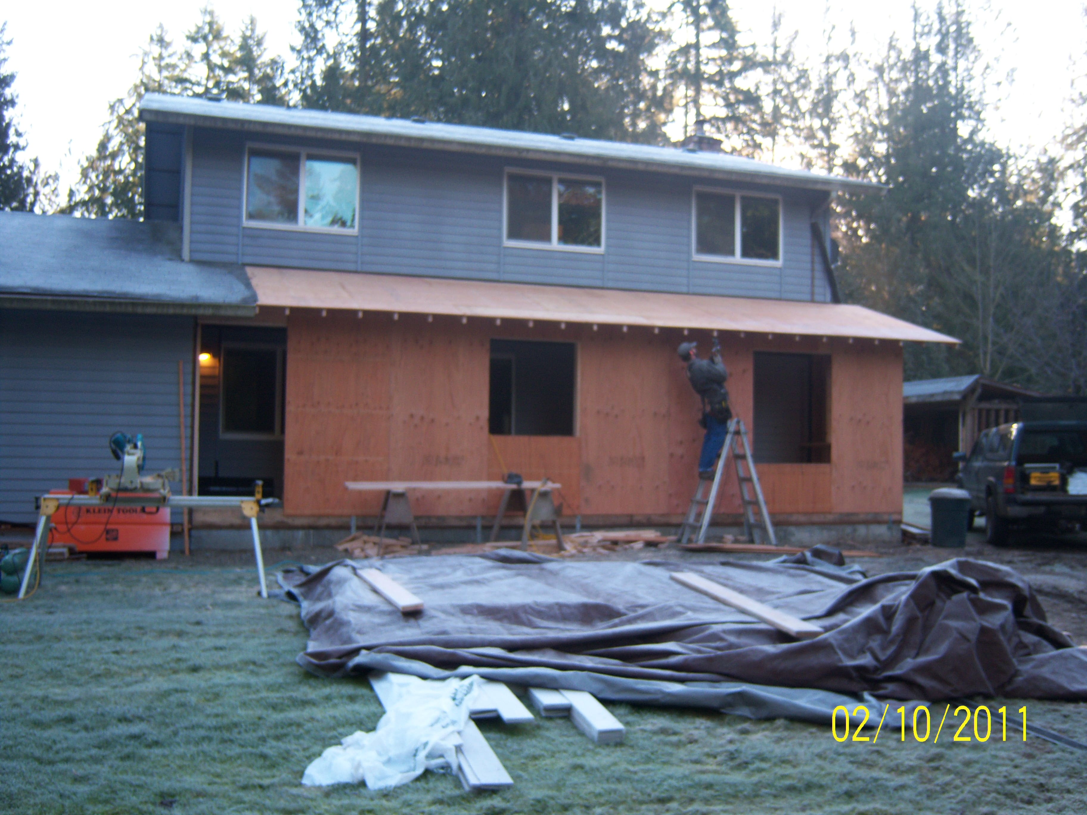 Outside of the Hayett Residence during the kitchen renovation